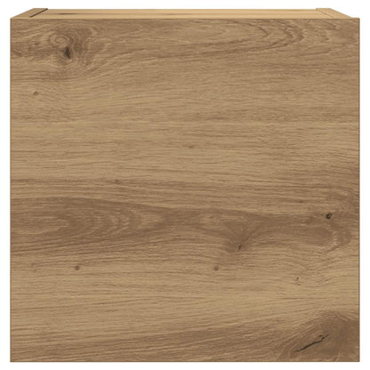 7-delig Tv-meubelset wandmontage bewerkt hout artisanaal eiken