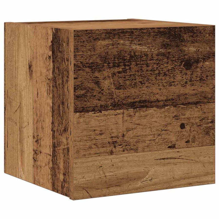 7-delig Tv-meubelset wandmontage bewerkt hout oud houtkleurig