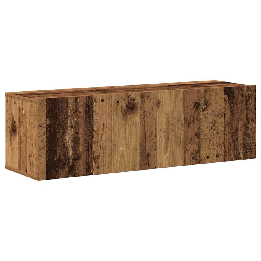 7-delig Tv-meubelset wandmontage bewerkt hout oud houtkleurig