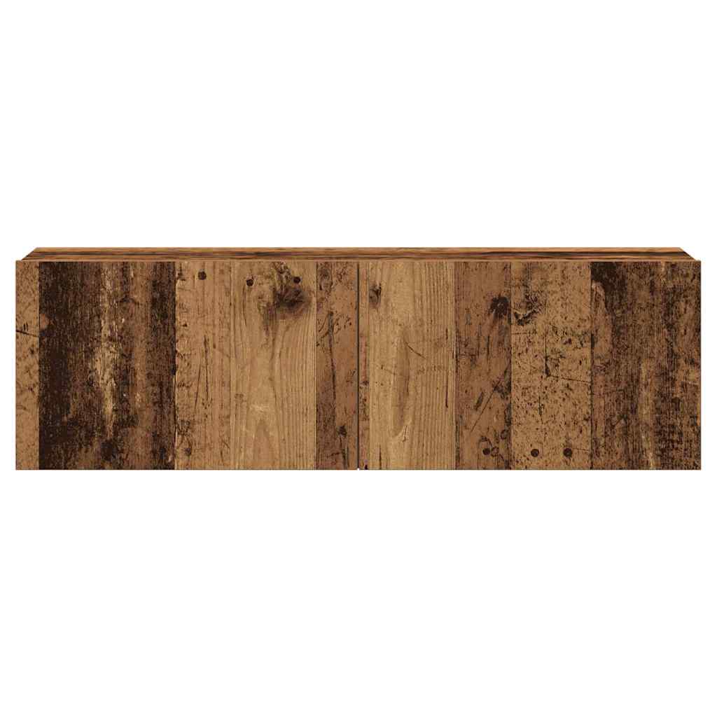 7-delig Tv-meubelset wandmontage bewerkt hout oud houtkleurig