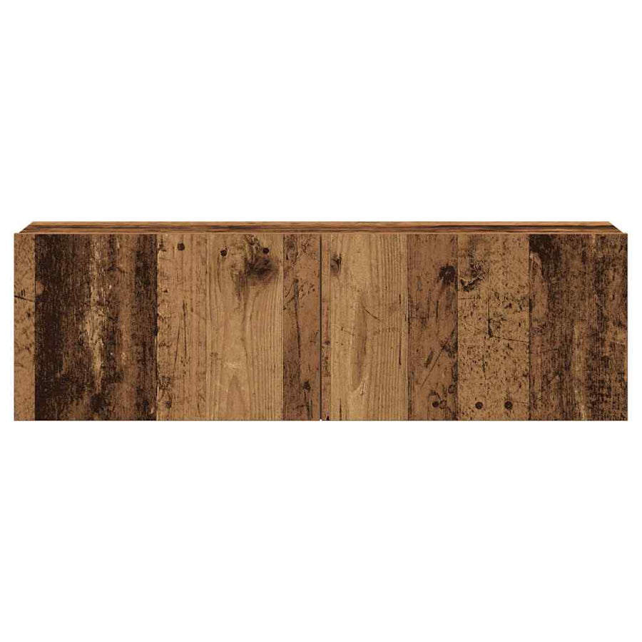 7-delig Tv-meubelset wandmontage bewerkt hout oud houtkleurig