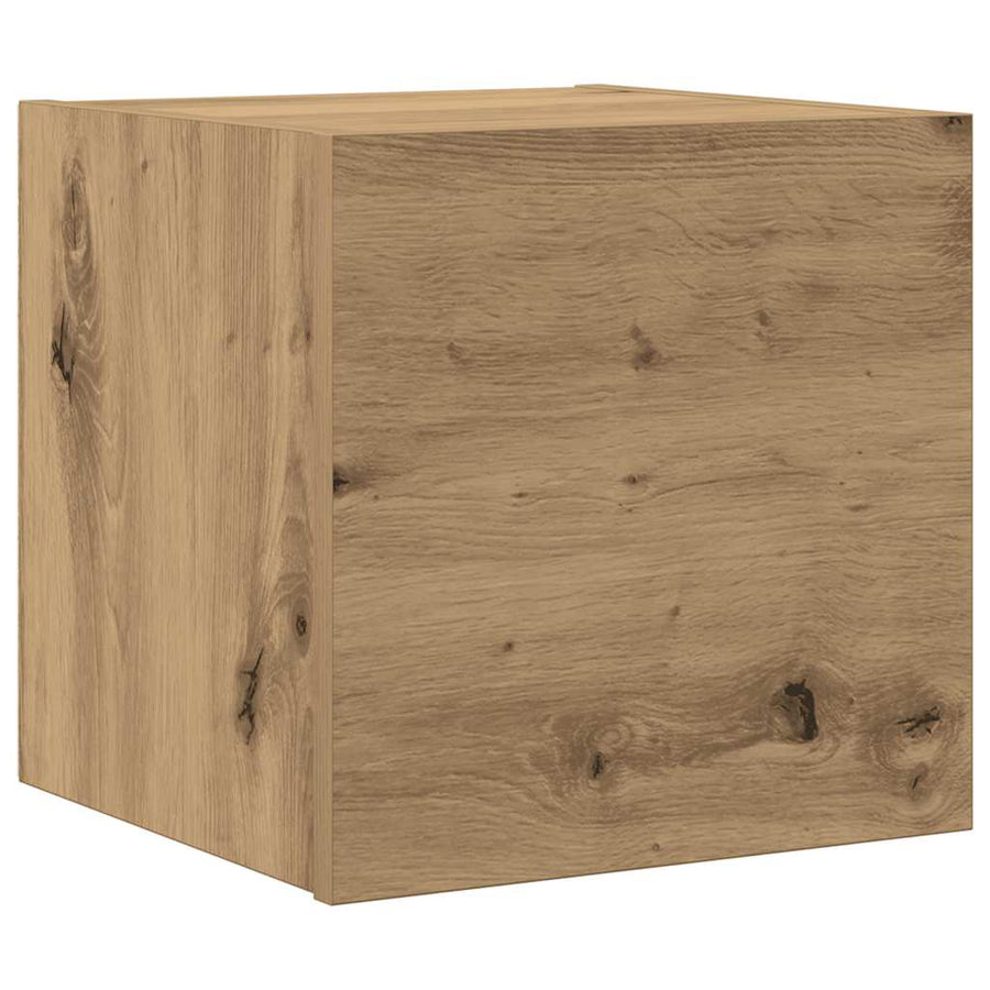 7-delig Tv-meubelset wandmontage bewerkt hout artisanaal eiken
