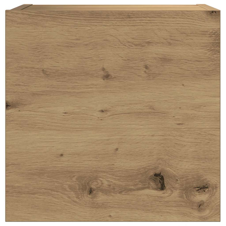 7-delig Tv-meubelset wandmontage bewerkt hout artisanaal eiken