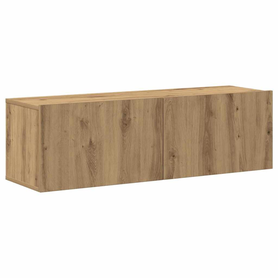 7-delig Tv-meubelset wandmontage bewerkt hout artisanaal eiken