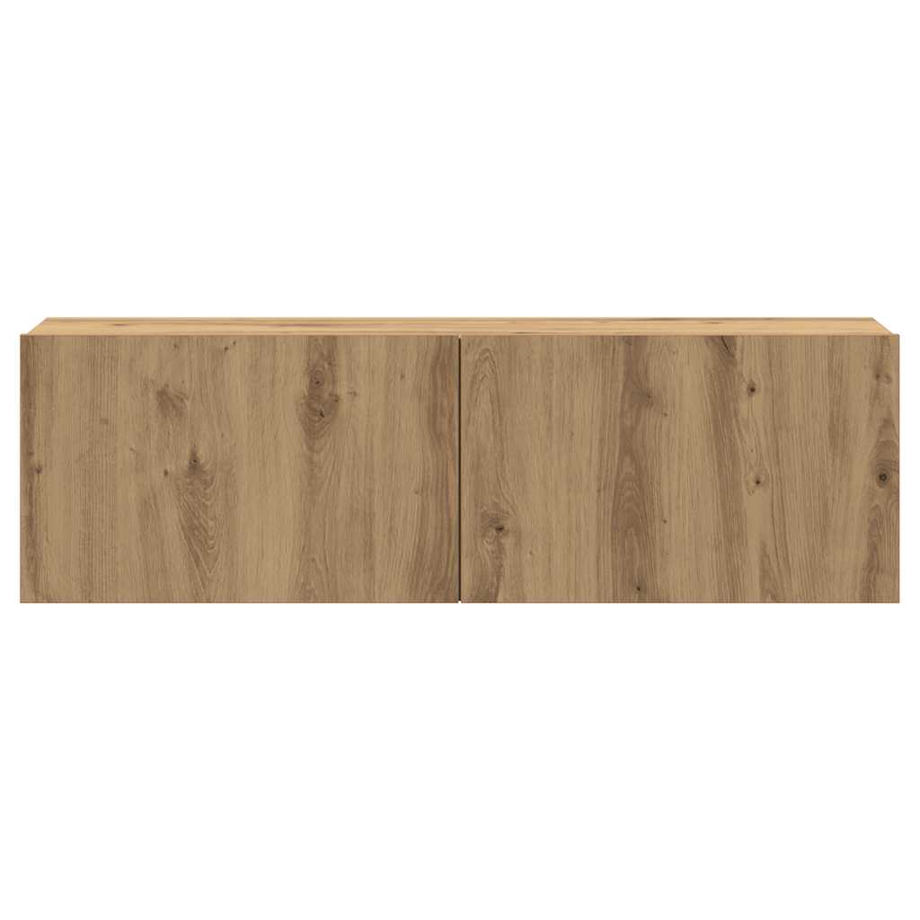 7-delig Tv-meubelset wandmontage bewerkt hout artisanaal eiken