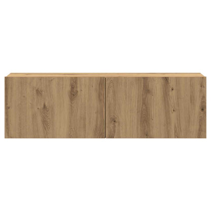 7-delig Tv-meubelset wandmontage bewerkt hout artisanaal eiken