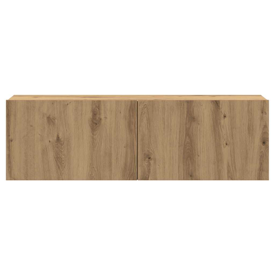7-delig Tv-meubelset wandmontage bewerkt hout artisanaal eiken