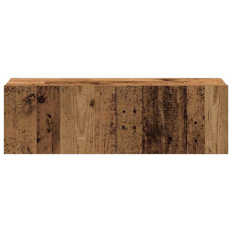 4-delig Tv-meubelset wandmontage bewerkt hout oud houtkleurig