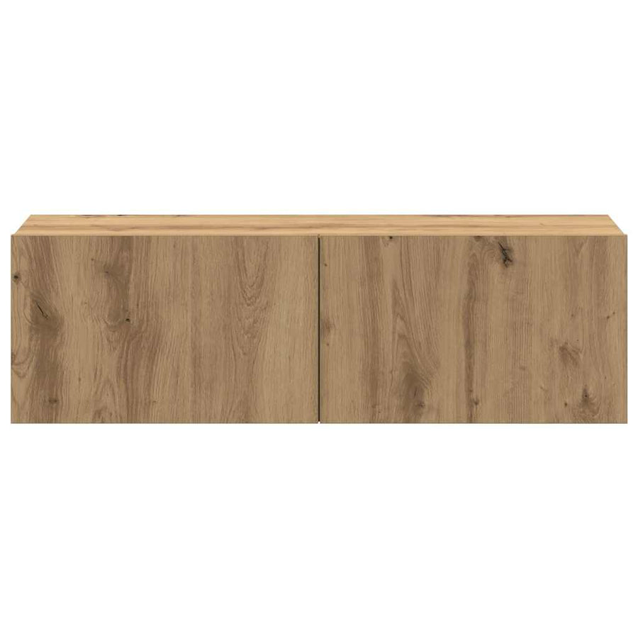 4-delig Tv-meubelset wandmontage bewerkt hout artisanaal eiken