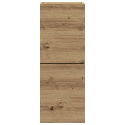 4-delig Tv-meubelset wandmontage bewerkt hout artisanaal eiken