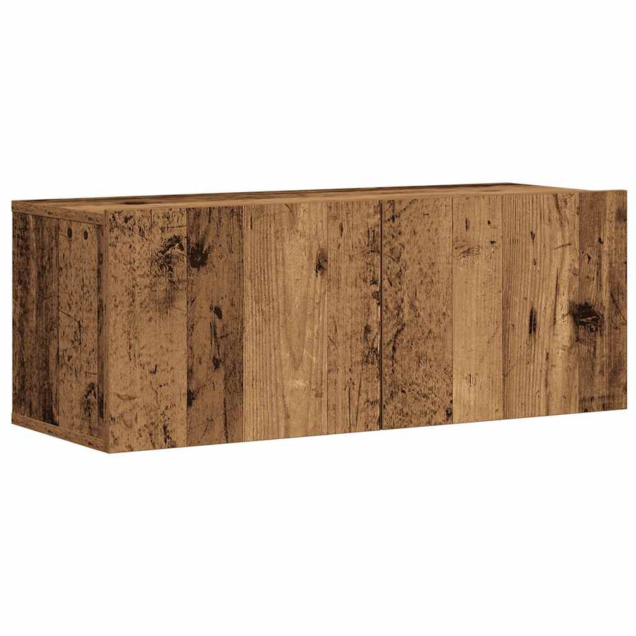 7-delig Tv-meubelset wandmontage bewerkt hout oud houtkleurig