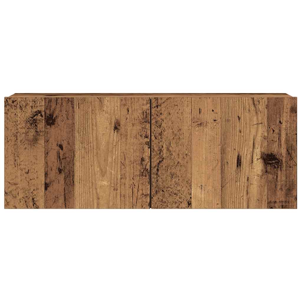 7-delig Tv-meubelset wandmontage bewerkt hout oud houtkleurig