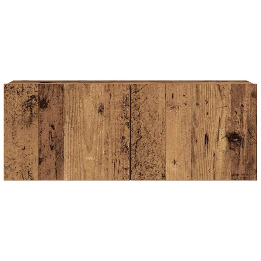 7-delig Tv-meubelset wandmontage bewerkt hout oud houtkleurig