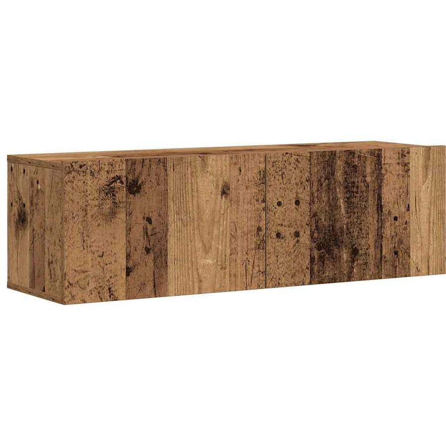 7-delig Tv-meubelset wandmontage bewerkt hout oud houtkleurig