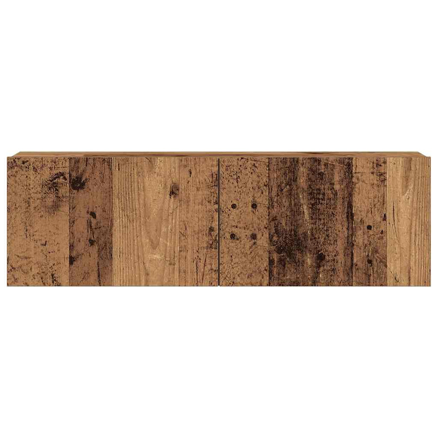 7-delig Tv-meubelset wandmontage bewerkt hout oud houtkleurig