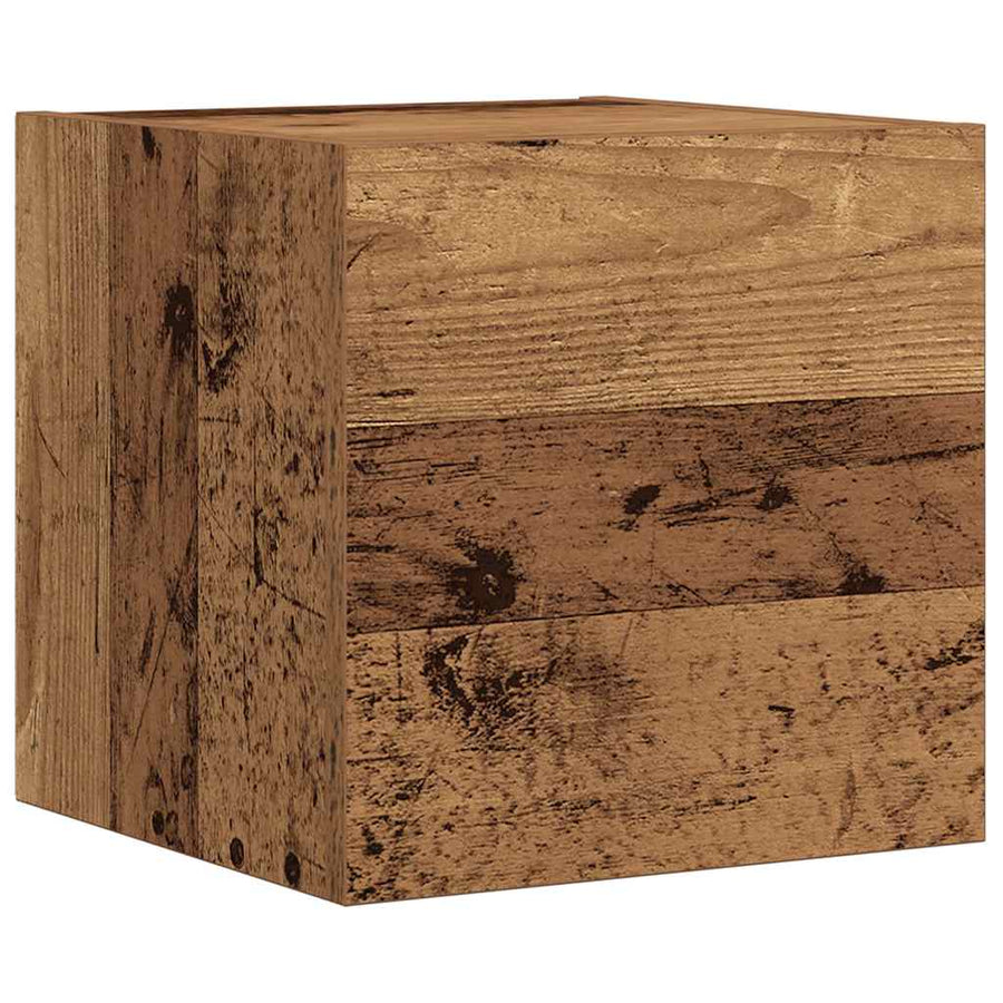 7-delig Tv-meubelset wandmontage bewerkt hout oud houtkleurig