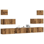 Tv-meubelset wandmontage 7-delig bewerkt hout oud houtkleurig