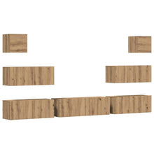 7-Delig Tv-Meubelset Wandmontage Bewerkt Hout Artisanaal Eiken 7