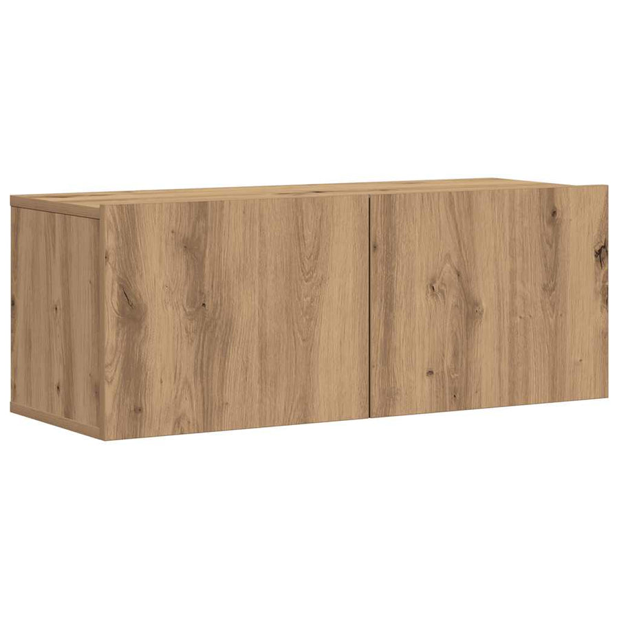7-Delig Tv-Meubelset Wandmontage Bewerkt Hout Artisanaal Eiken 7
