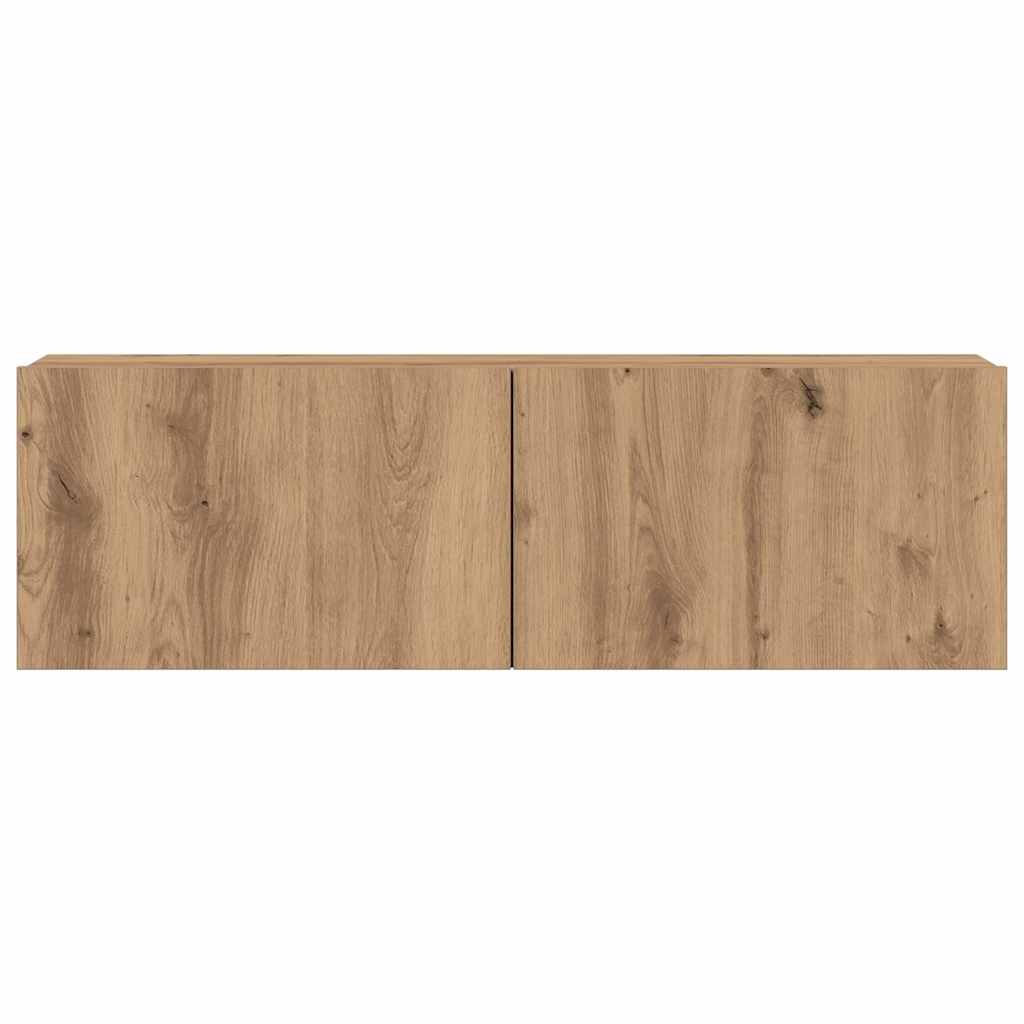 7-Delig Tv-Meubelset Wandmontage Bewerkt Hout Artisanaal Eiken 7