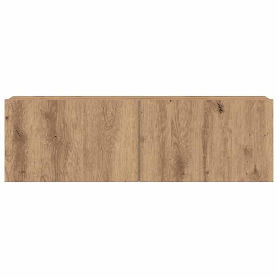 7-Delig Tv-Meubelset Wandmontage Bewerkt Hout Artisanaal Eiken 7