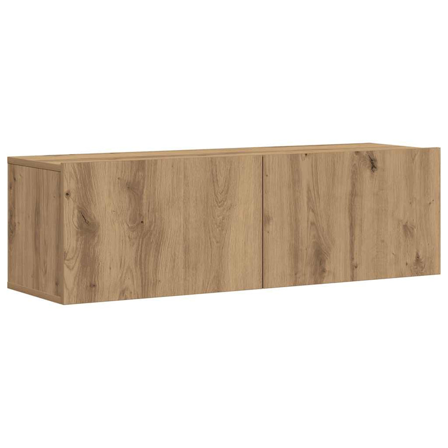 7-Delig Tv-Meubelset Wandmontage Bewerkt Hout Artisanaal Eiken 7