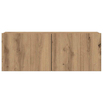 7-Delig Tv-Meubelset Wandmontage Bewerkt Hout Artisanaal Eiken 7