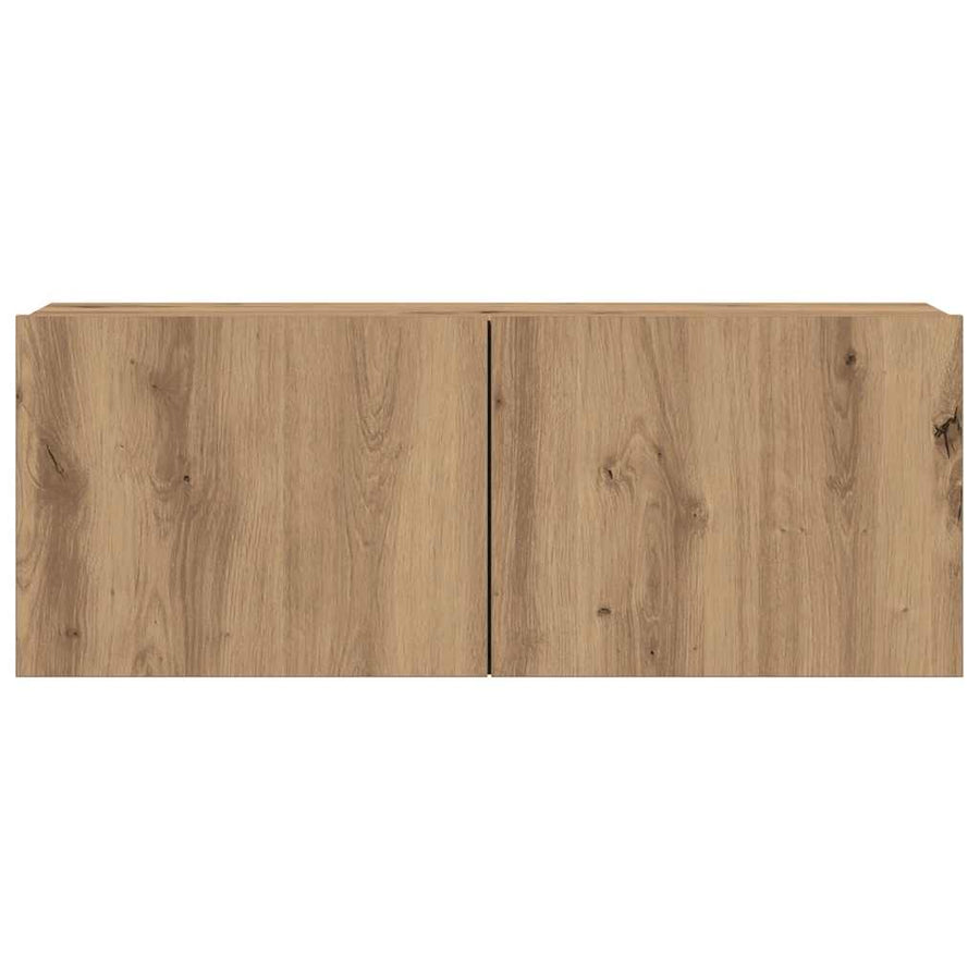 7-Delig Tv-Meubelset Wandmontage Bewerkt Hout Artisanaal Eiken 7