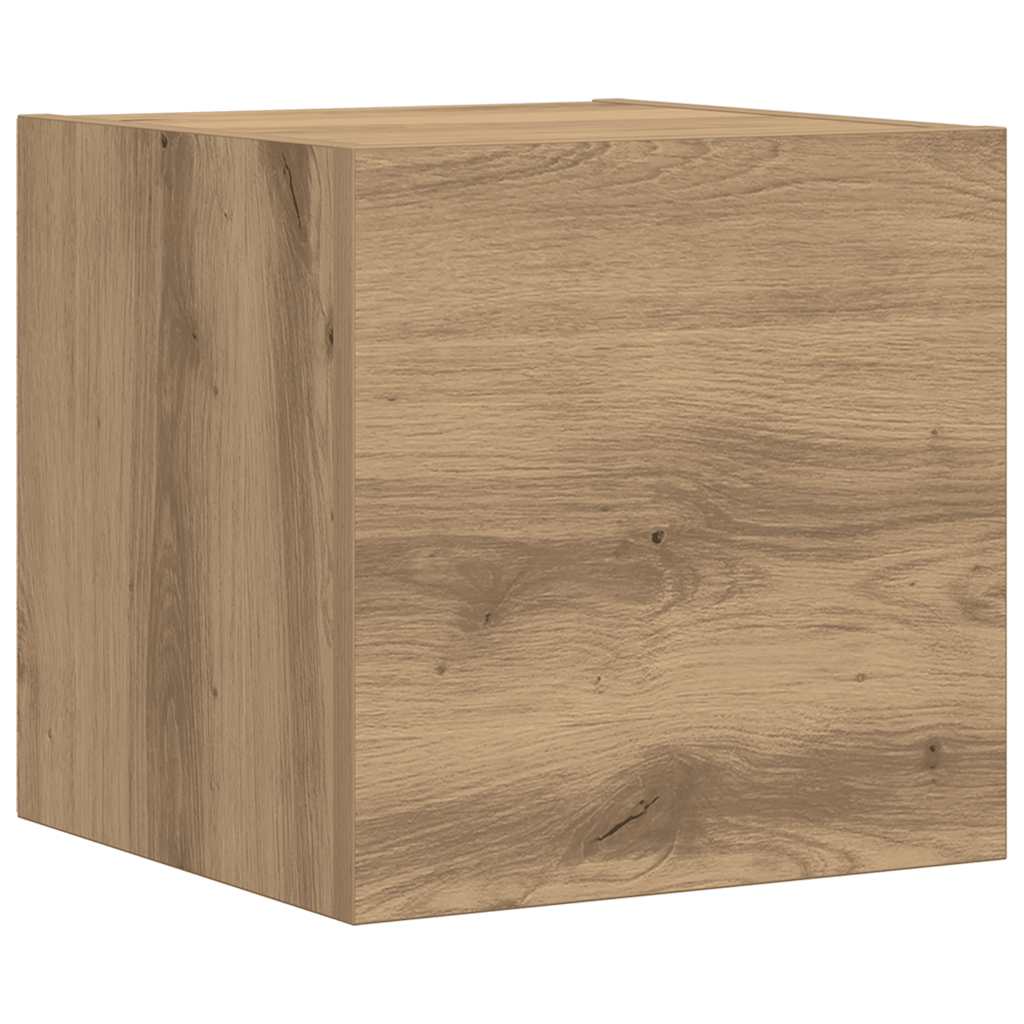 7-Delig Tv-Meubelset Wandmontage Bewerkt Hout Artisanaal Eiken 7