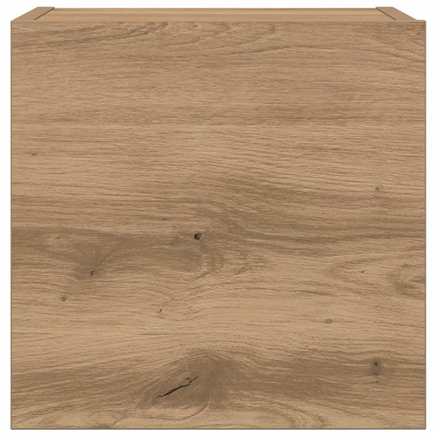 7-Delig Tv-Meubelset Wandmontage Bewerkt Hout Artisanaal Eiken 7