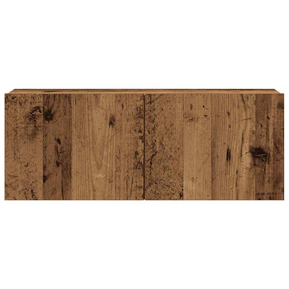 7-delig Tv-meubelset wandmontage bewerkt hout oud houtkleurig