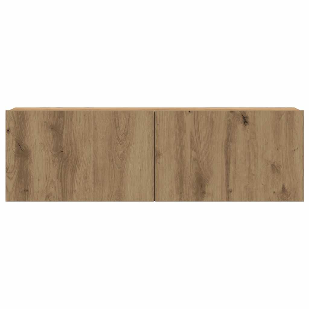 5-Delig Tv-Meubelset Wandmontage Bewerkt Hout Artisanaal Eiken 5