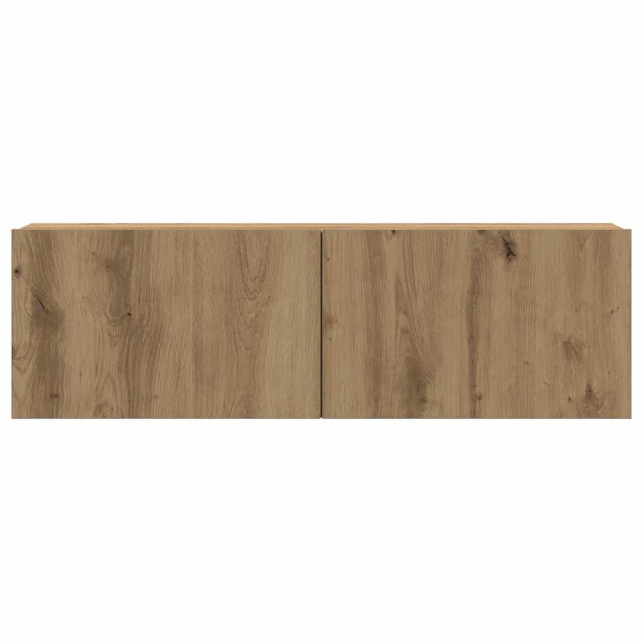 5-Delig Tv-Meubelset Wandmontage Bewerkt Hout Artisanaal Eiken 5