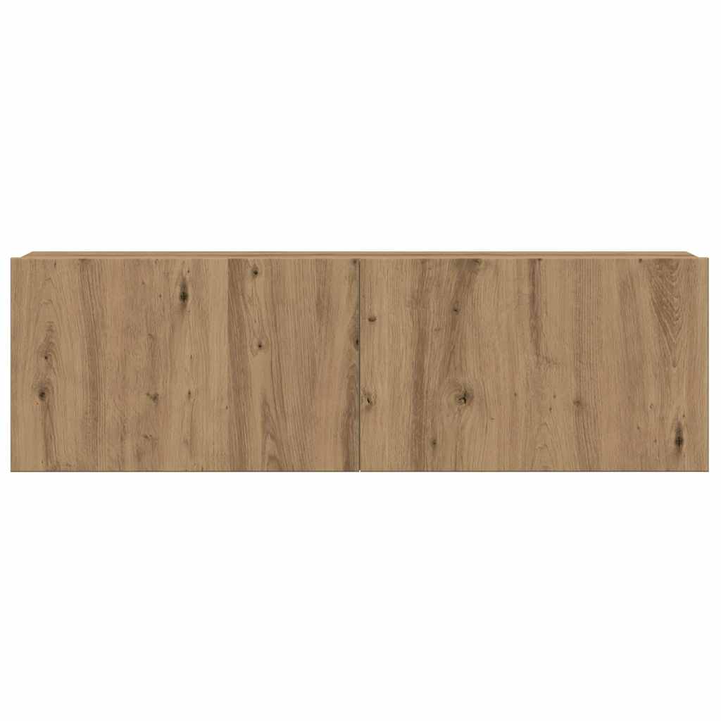 8-Delig Tv-Meubelset Wandmontage Bewerkt Hout Artisanaal Eiken 8