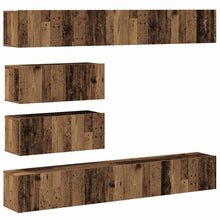6-delig Tv-meubelset wandmontage bewerkt hout oud houtkleurig