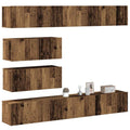 6-delig Tv-meubelset wandmontage bewerkt hout oud houtkleurig