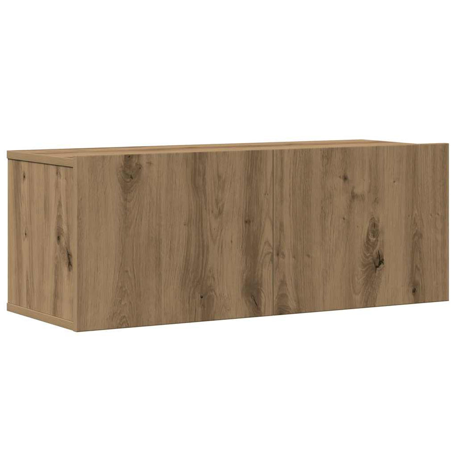 6-delig Tv-meubelset wandmontage bewerkt hout artisanaal eiken