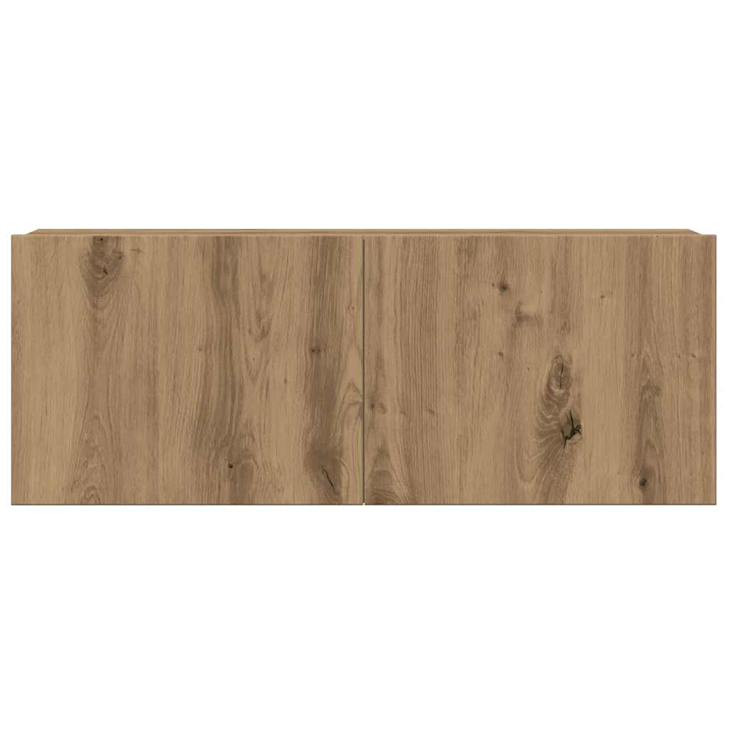 6-delig Tv-meubelset wandmontage bewerkt hout artisanaal eiken