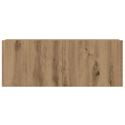 6-delig Tv-meubelset wandmontage bewerkt hout artisanaal eiken