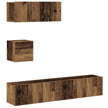 4-delig Tv-meubelset wandmontage bewerkt hout oud houtkleurig