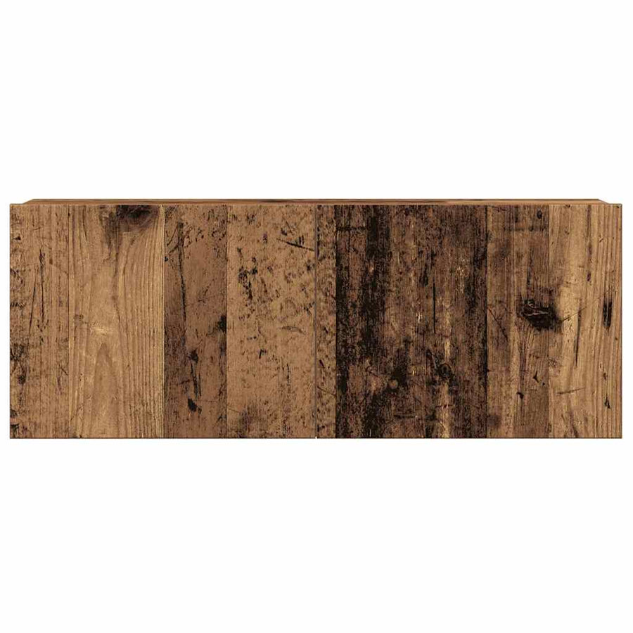 4-delig Tv-meubelset wandmontage bewerkt hout oud houtkleurig