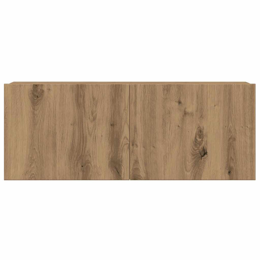 4-delig Tv-meubelset wandmontage bewerkt hout artisanaal eiken