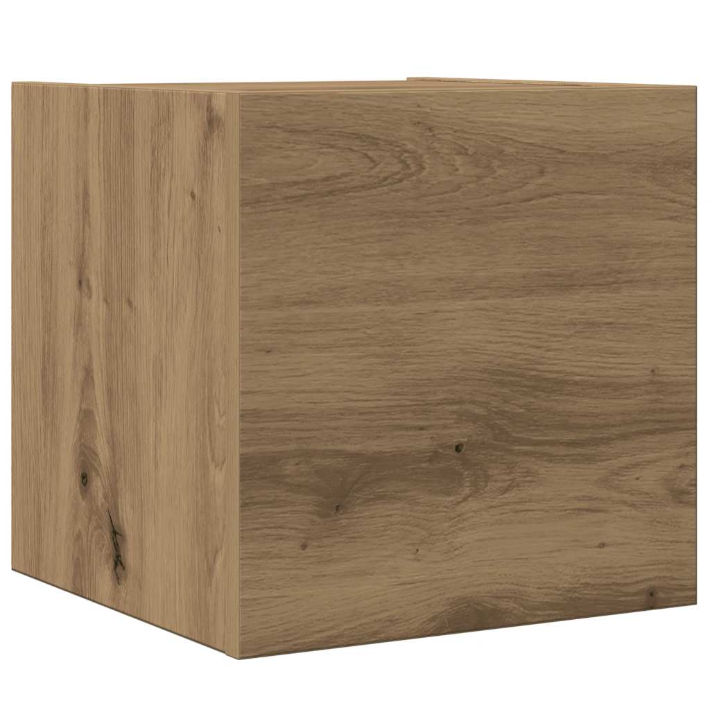 4-delig Tv-meubelset wandmontage bewerkt hout artisanaal eiken