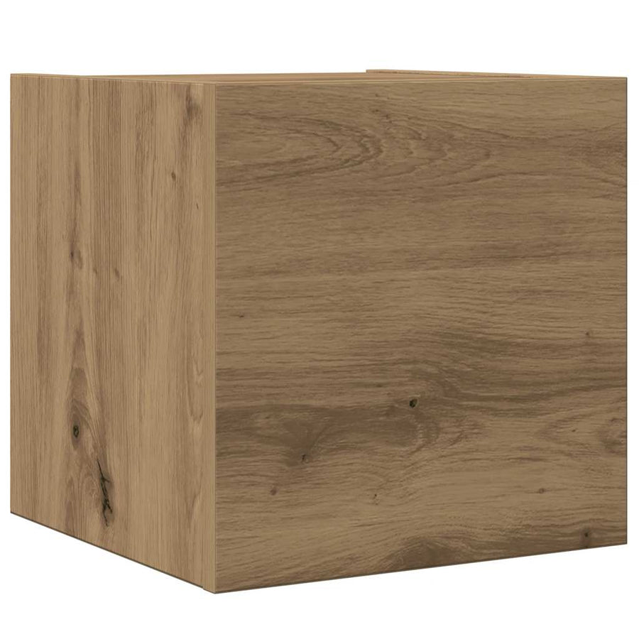 4-delig Tv-meubelset wandmontage bewerkt hout artisanaal eiken