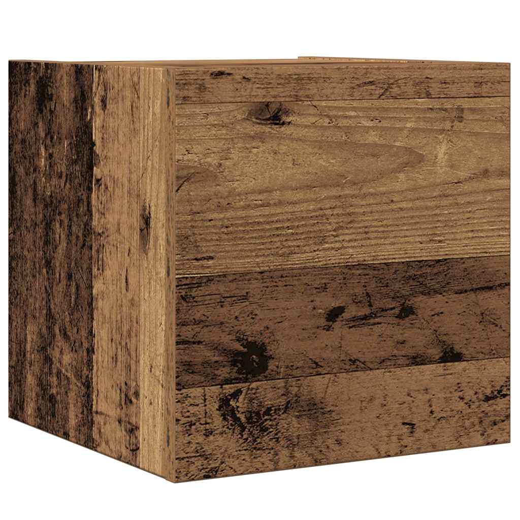 9-delig Tv-meubelset wandmontage bewerkt hout oud houtkleurig