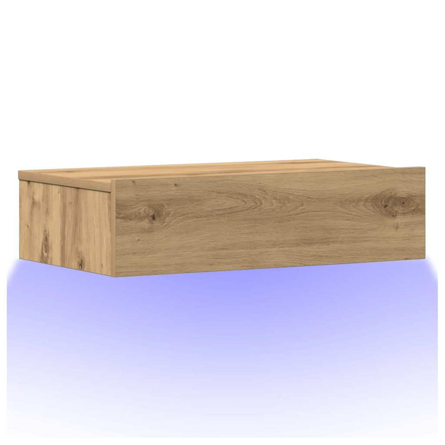 Nachtkastje 60x35 cm bewerkt hout artisanaal eikenkleur