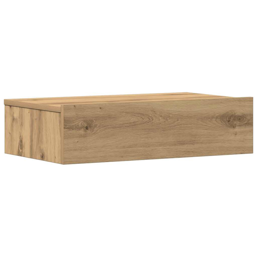 Nachtkastje 60x35 cm bewerkt hout artisanaal eikenkleur