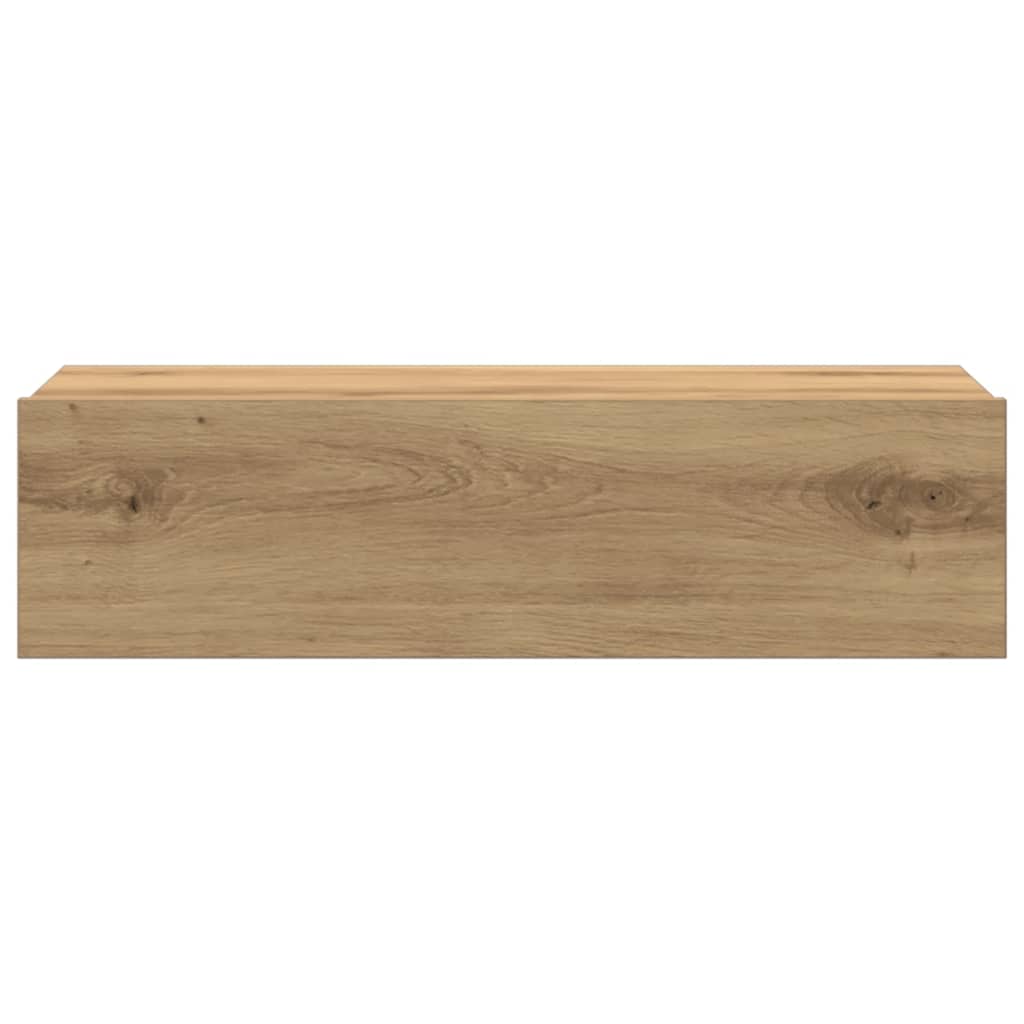 Nachtkastje 60x35 cm bewerkt hout artisanaal eikenkleur