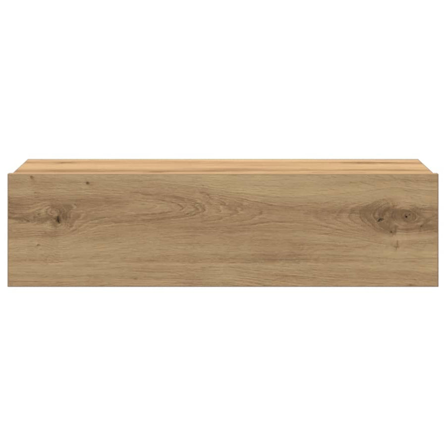 Nachtkastje 60x35 cm bewerkt hout artisanaal eikenkleur