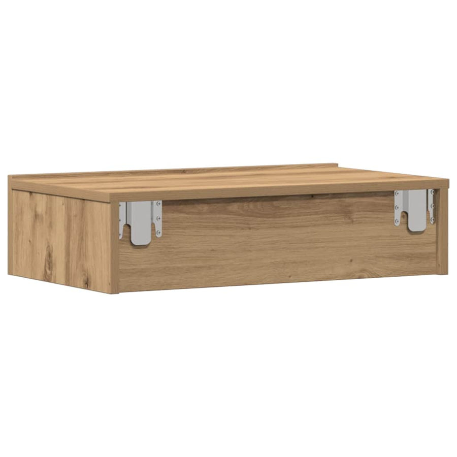 Nachtkastje 60x35 cm bewerkt hout artisanaal eikenkleur